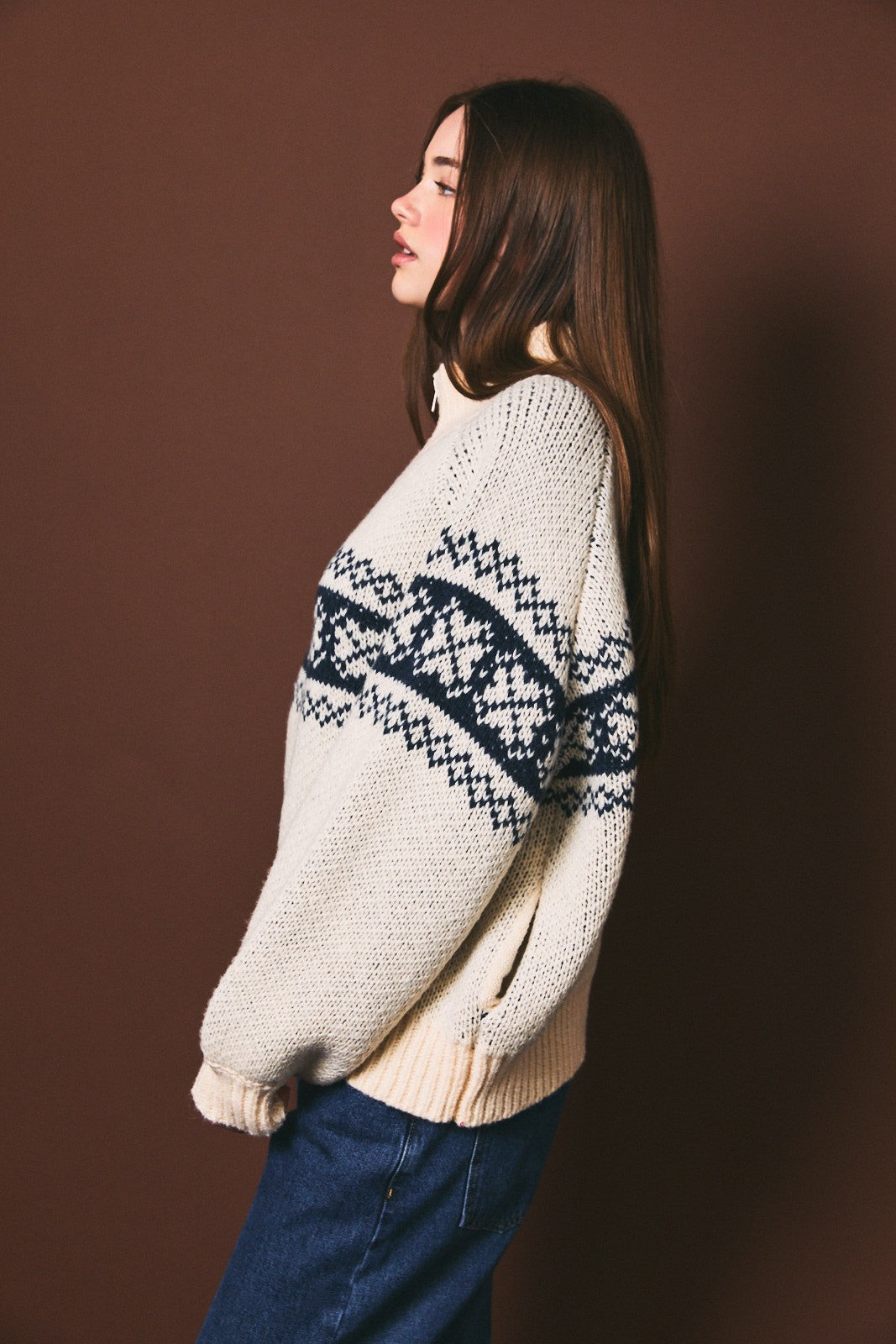Fair Isle Zip Sweater Jacket