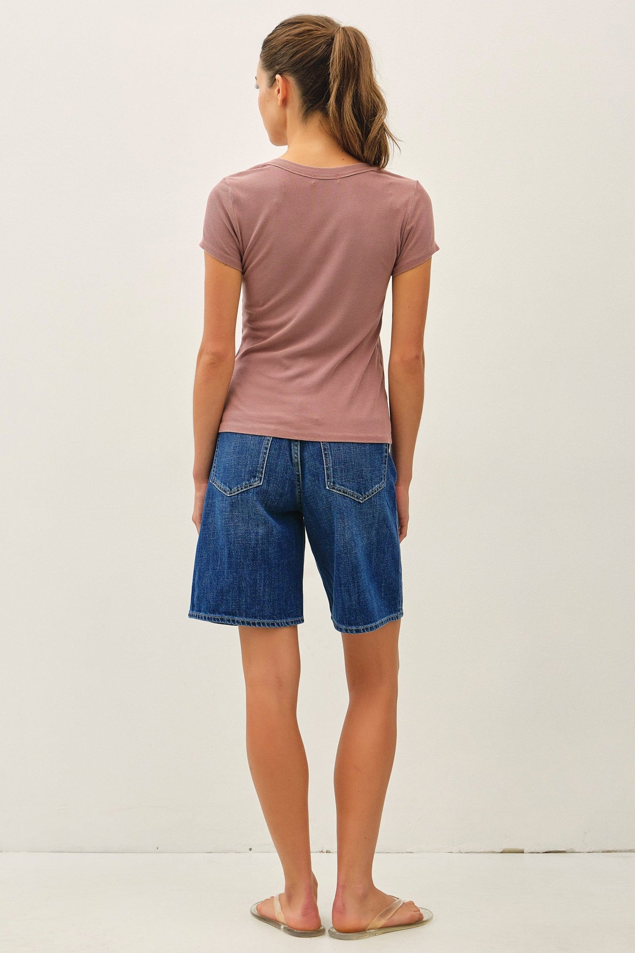 Ribbed Scoop Neck Baby Tee