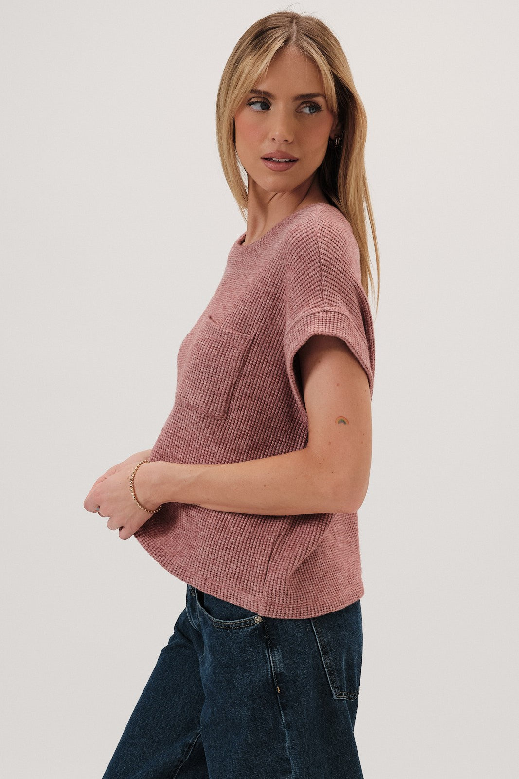 Pocket Cuffed Sleeve Tee