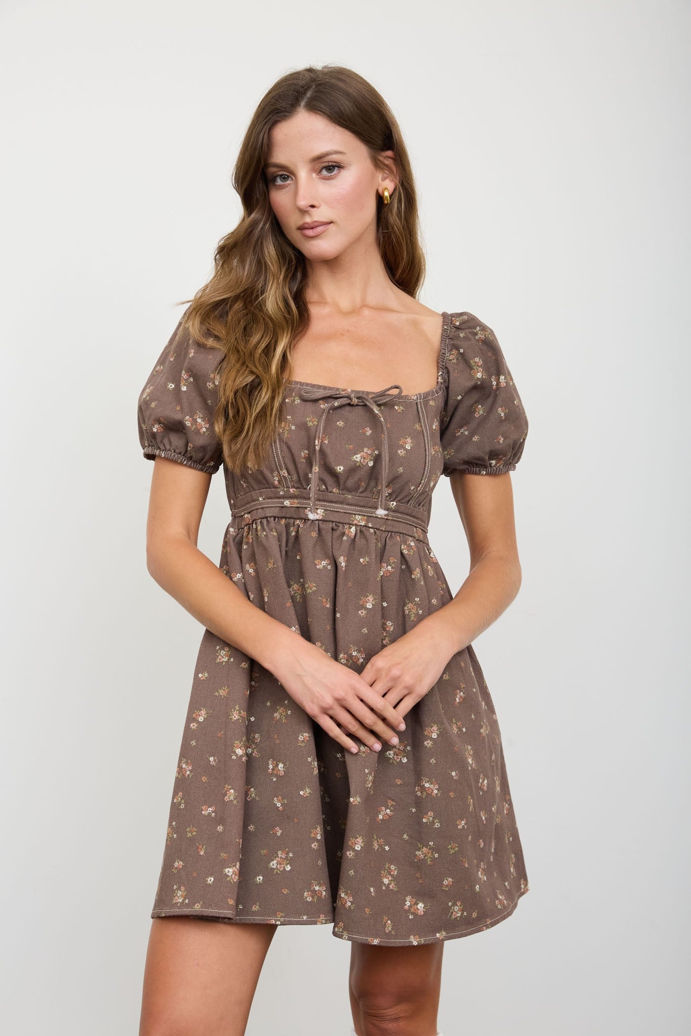Ditsy Floral Tie Front Mini Dress