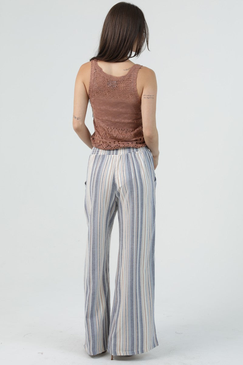 Striped Paperbag Wide Leg Pants