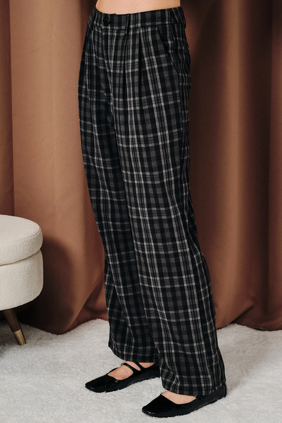 Plaid Wide Leg Trousers