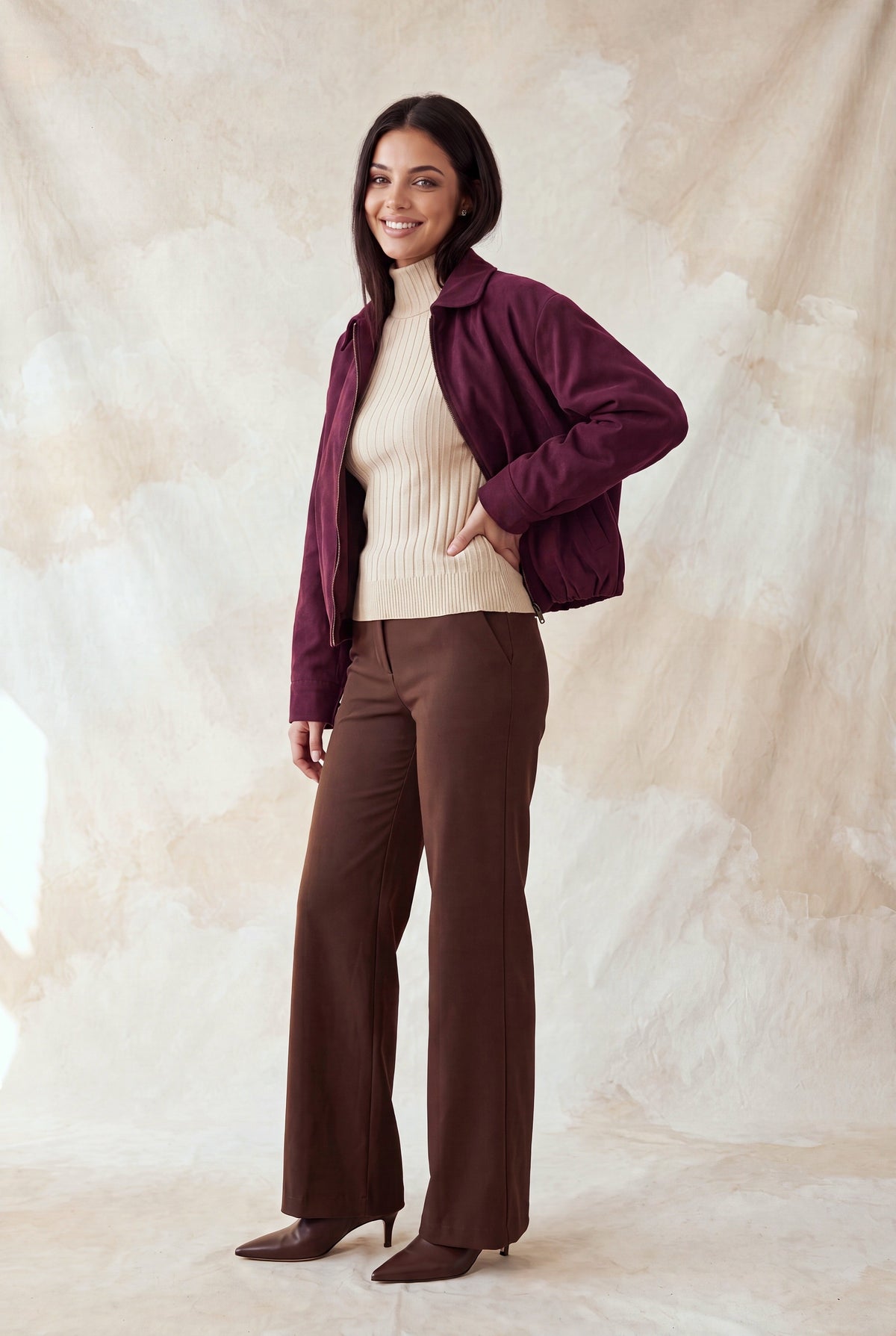 Collared Zip Up Bomber Jacket