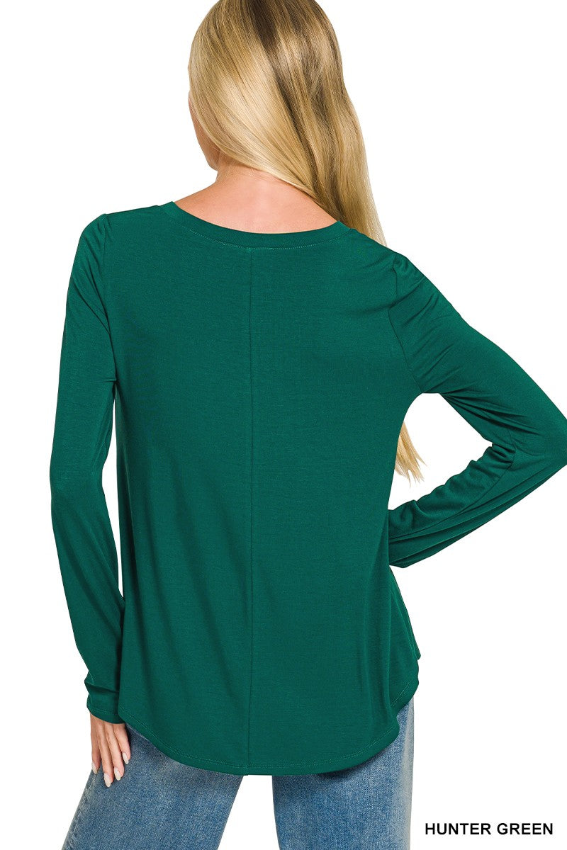 Flowy V-Neck Long Sleeve Top