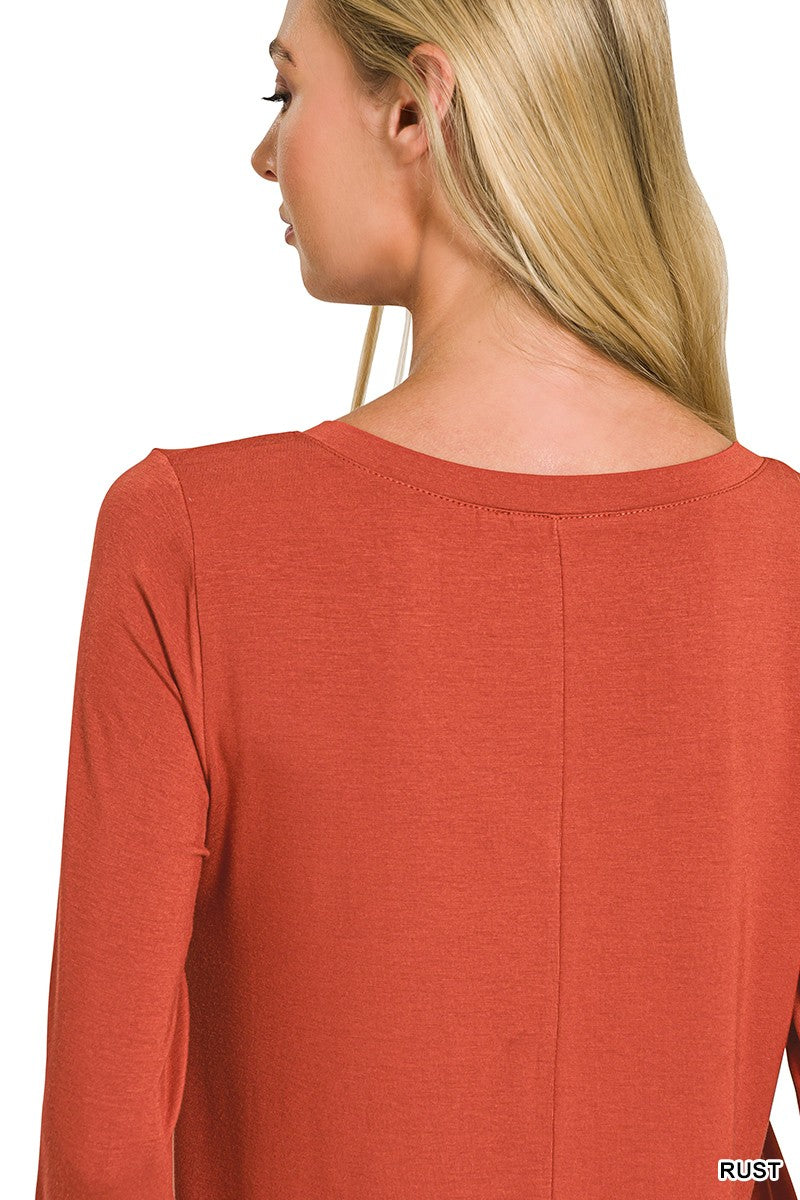 Flowy V-Neck Long Sleeve Top