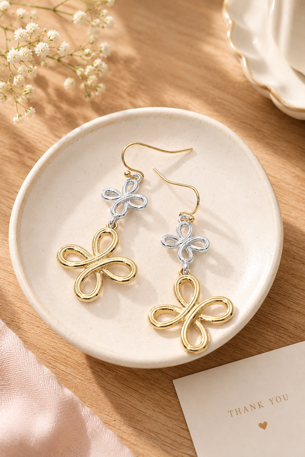 Abstract Floral Link Drop Earrings