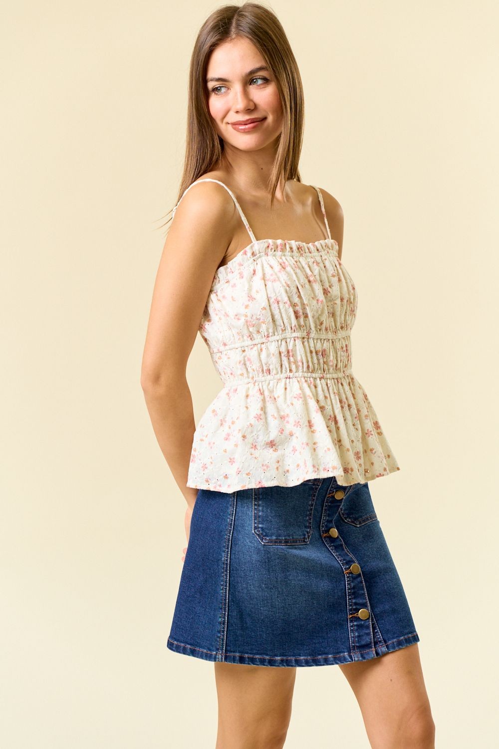 Modern Icon Floral Eyelet Tank