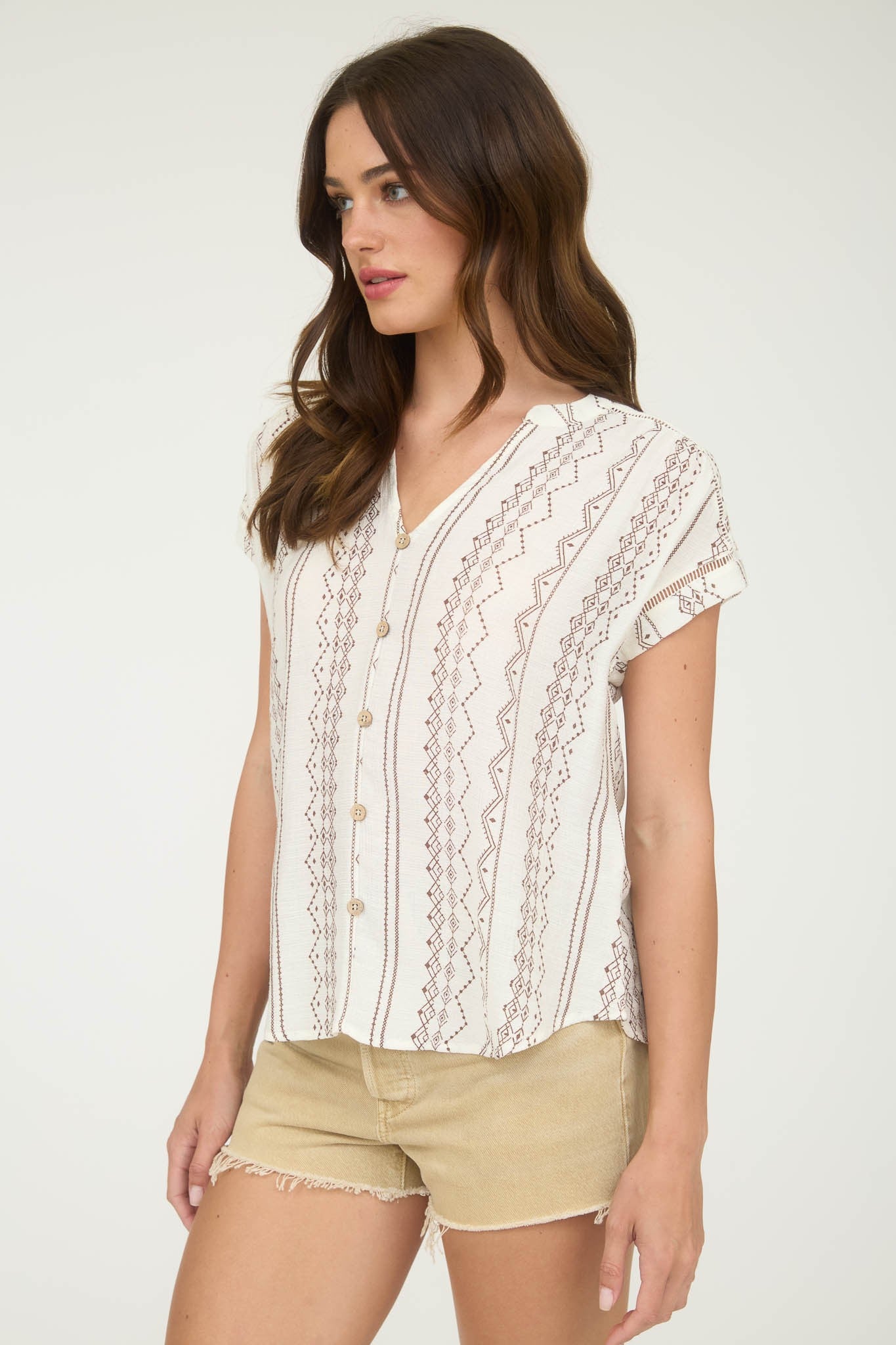 Hearts Don't Lie Geo Pattern Button Down Top- 2 Colors!