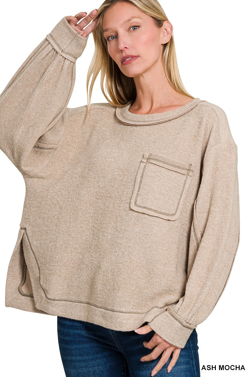 Cordelia Brushed Hacci Hi-Low Sweater- 4 Colors!