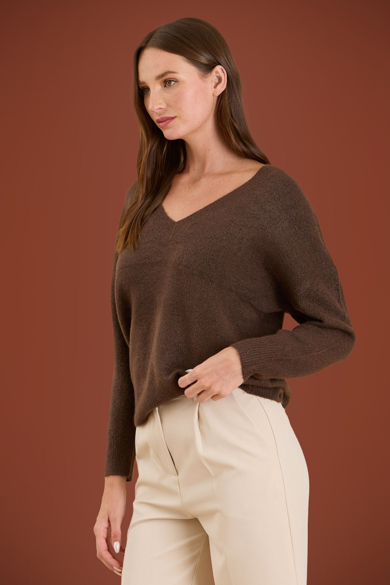 Lisa V-Neck Drop Shoulder Sweater