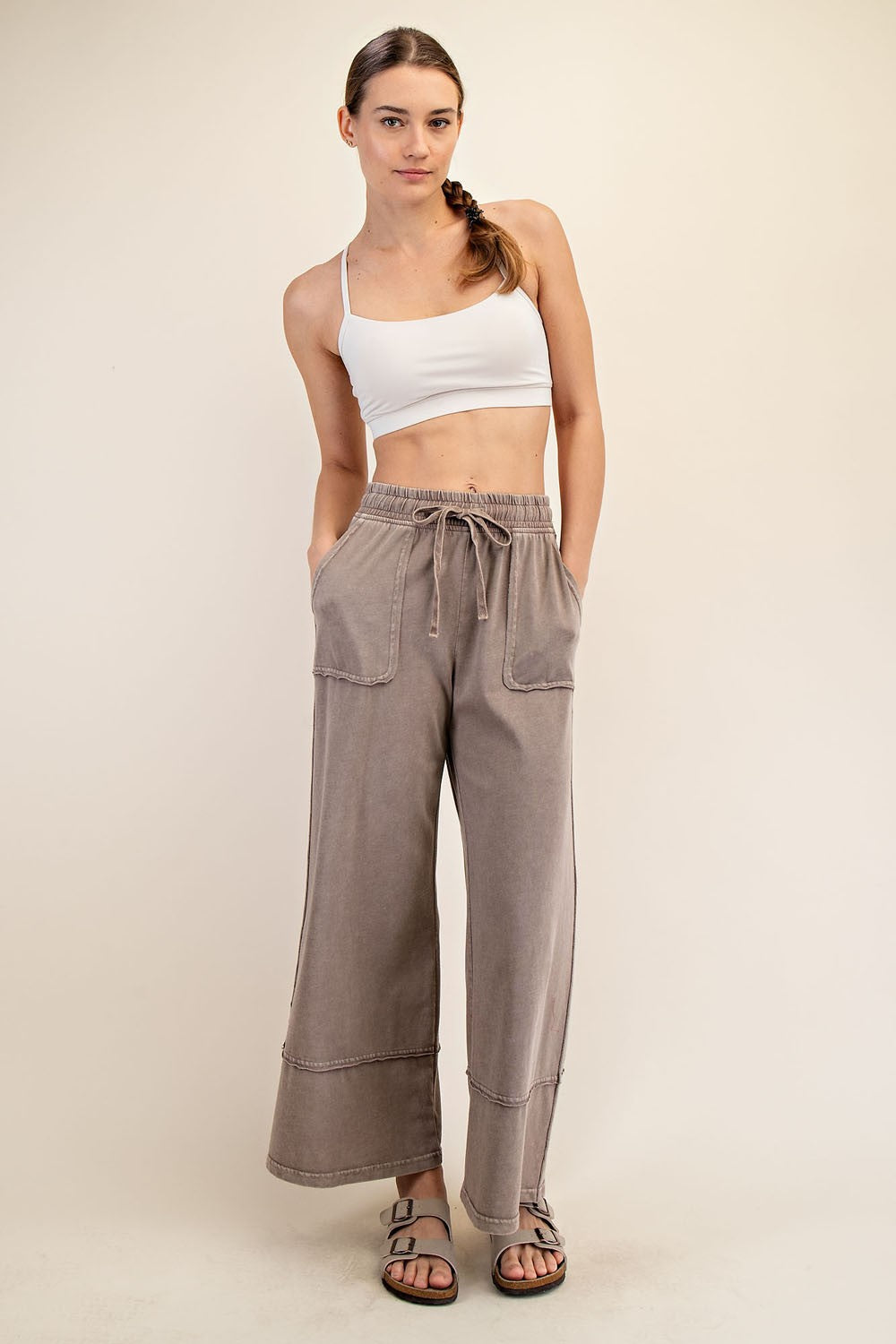 Mineral Washed Wide Leg Pant