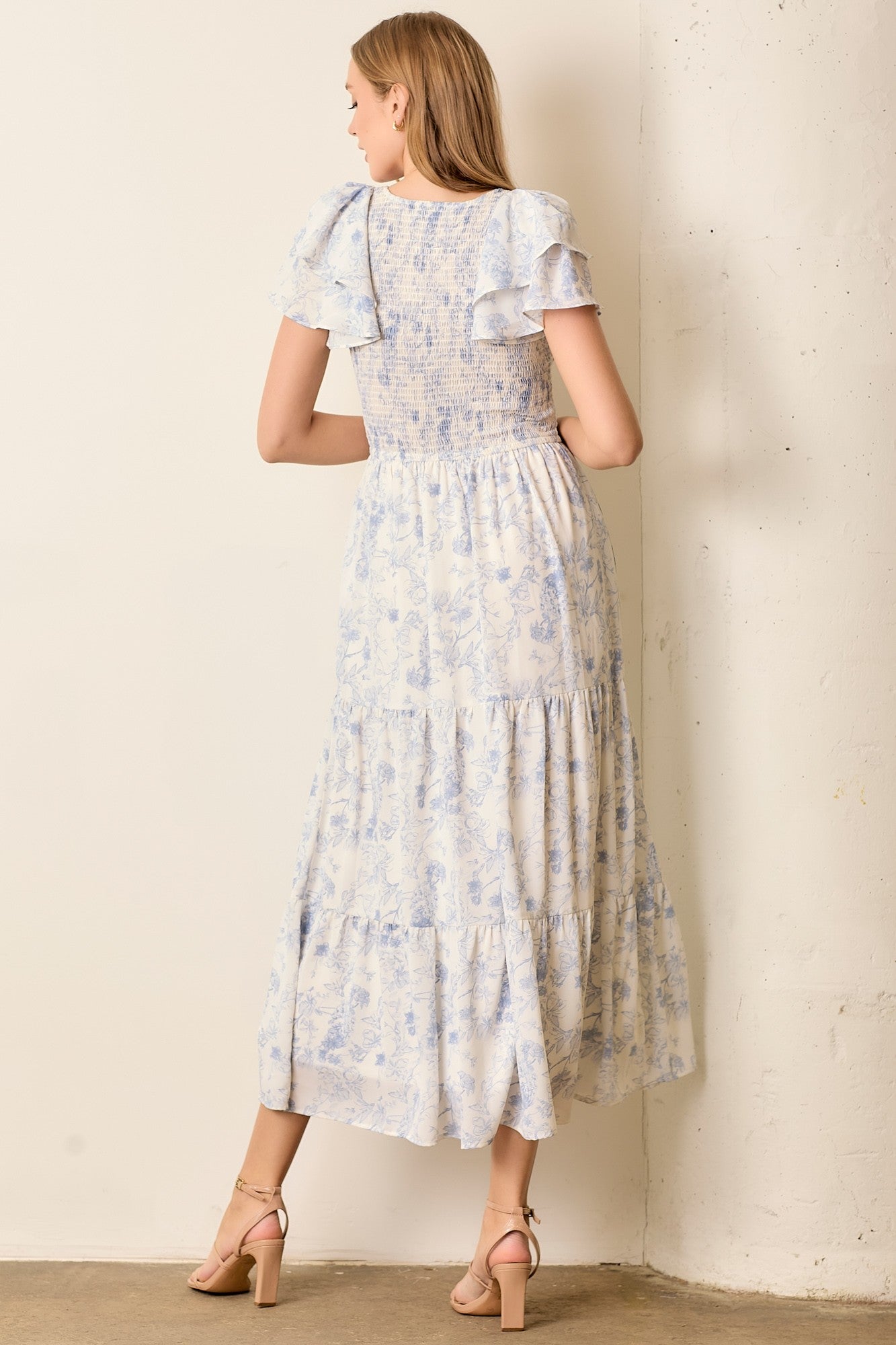 Nurturing Passions Ruffle Smock Bodice Dress