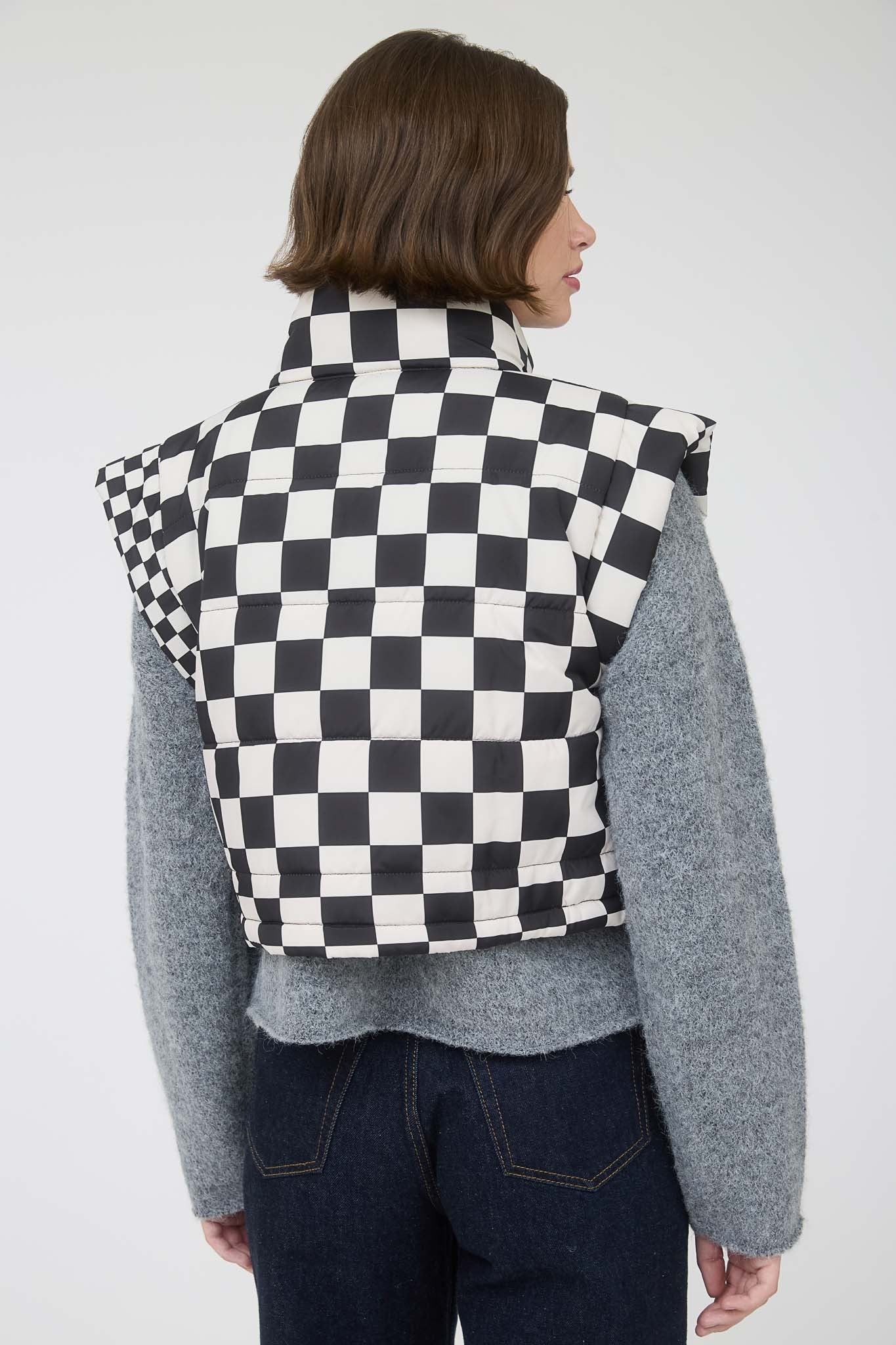 Hot Mess Mix Checkered Crop Vest