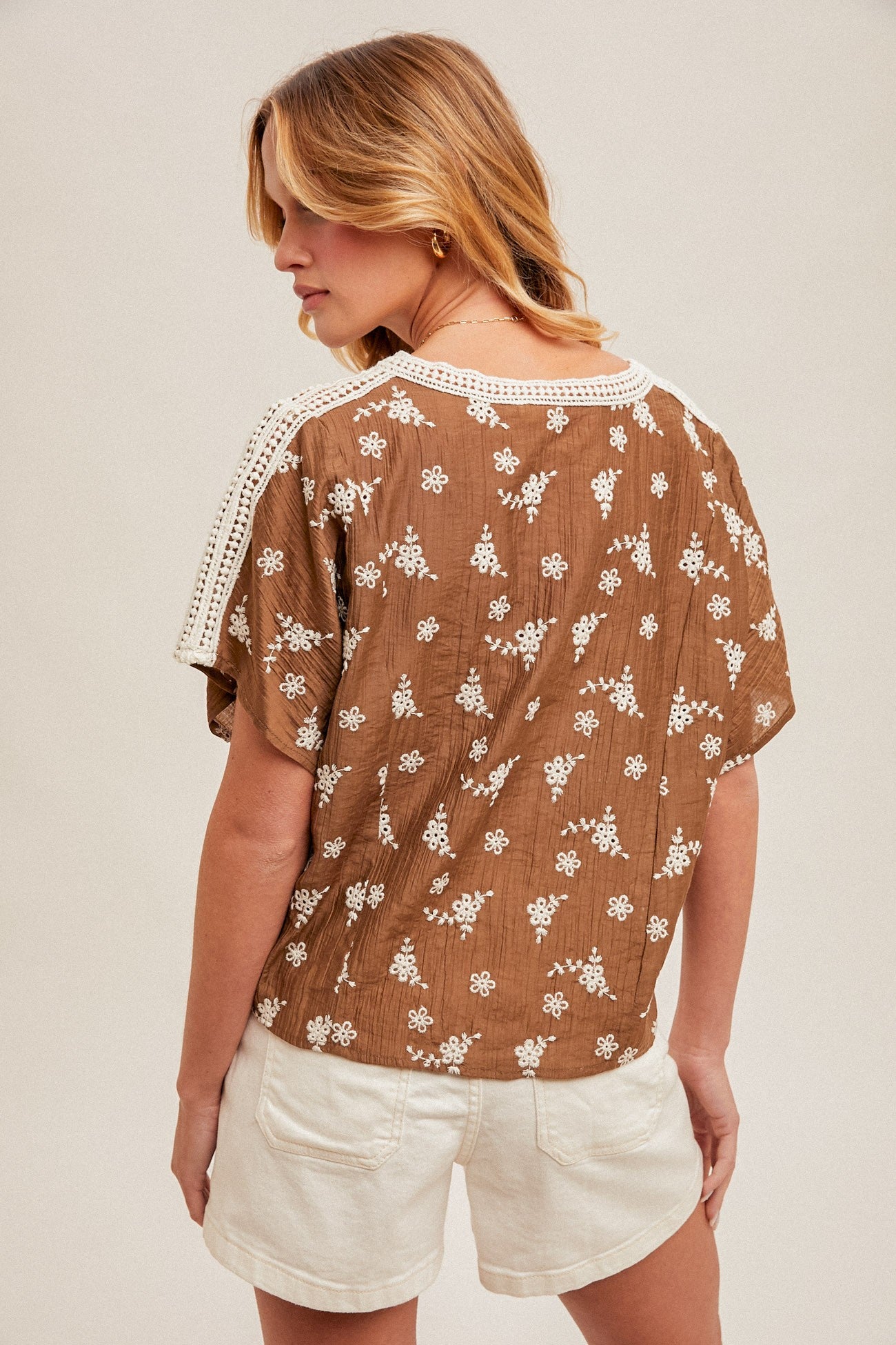 Holding Wildflowers Floral Detail Top