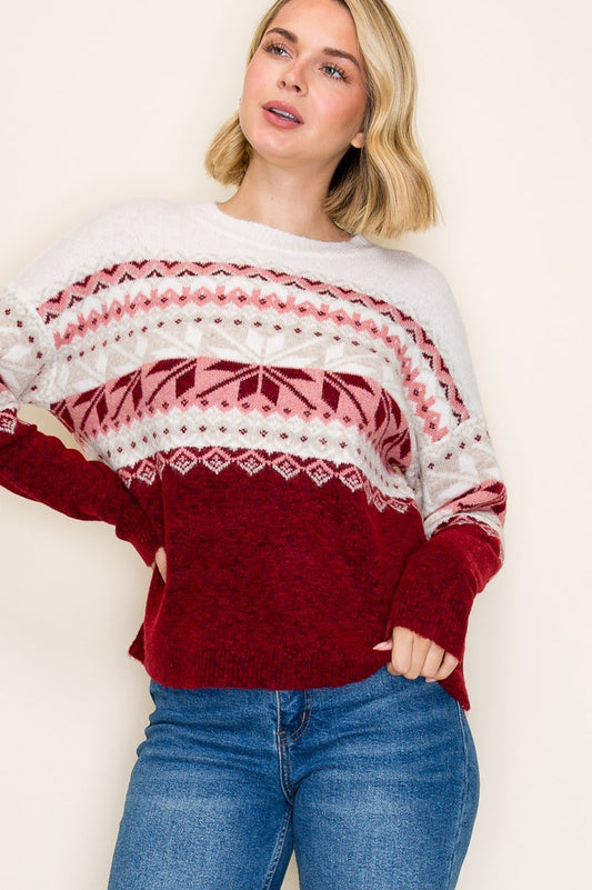 Snow Flurries Crew Neck Pullover Sweater