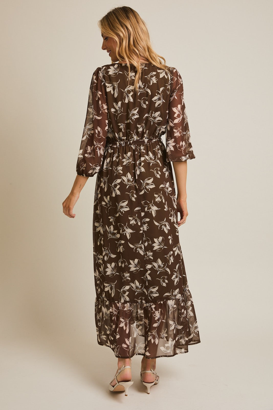 Essie V-Neck Waist Tie Maxi Dress