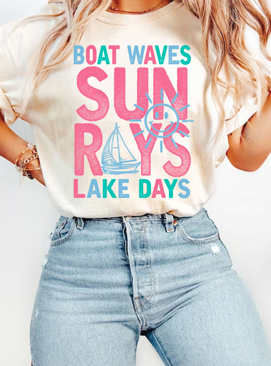 Boat Waves & Sun Rays Graphic Tee