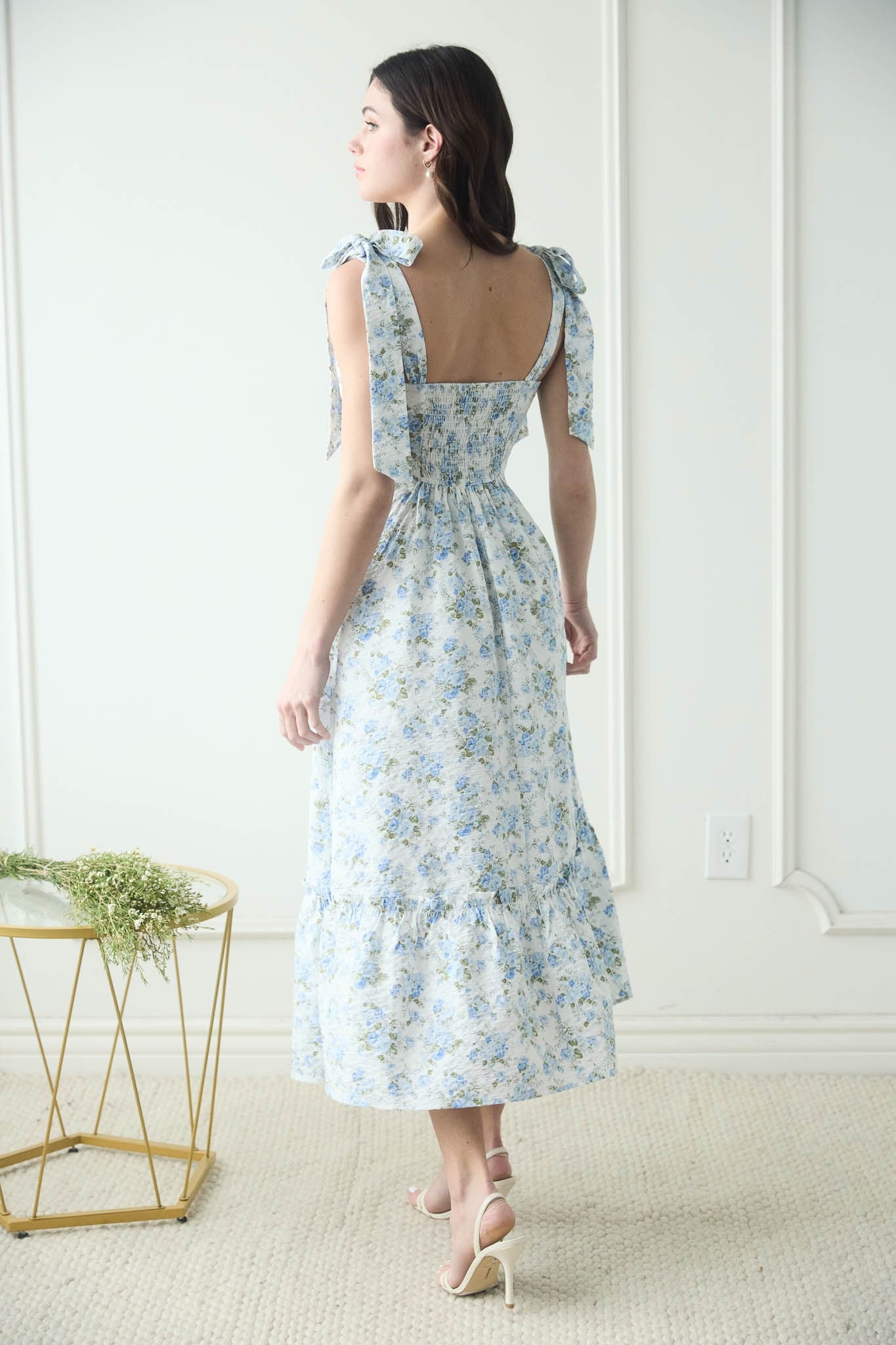 Tempting Touch Floral Tie Strap Maxi Dress