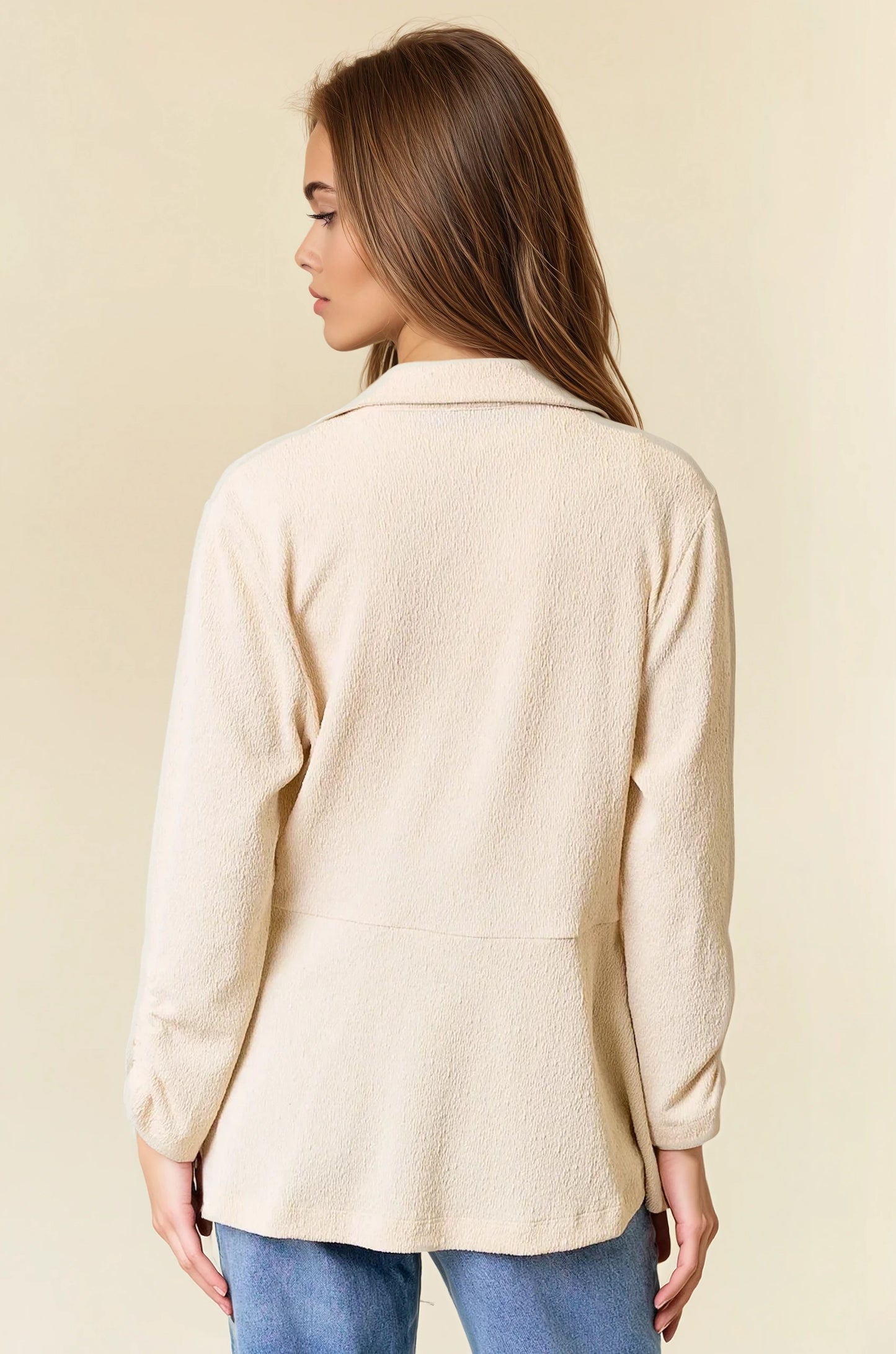 Grinding Away Cinched Sleeve Blazer