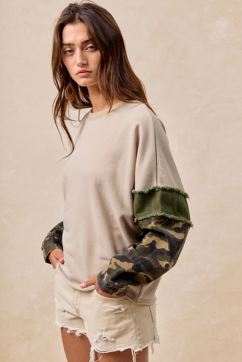 Salute To Comfy French Terry Frayed Edge Top
