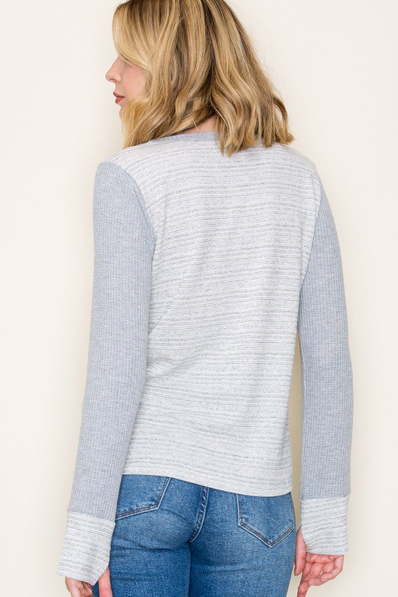 Faded Dreams Crew Neck Striped Top