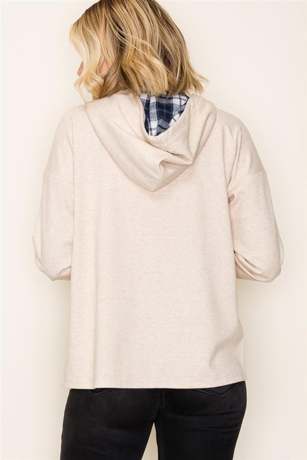 Make It Count Contrast Plaid Hoodie-2 Colors!