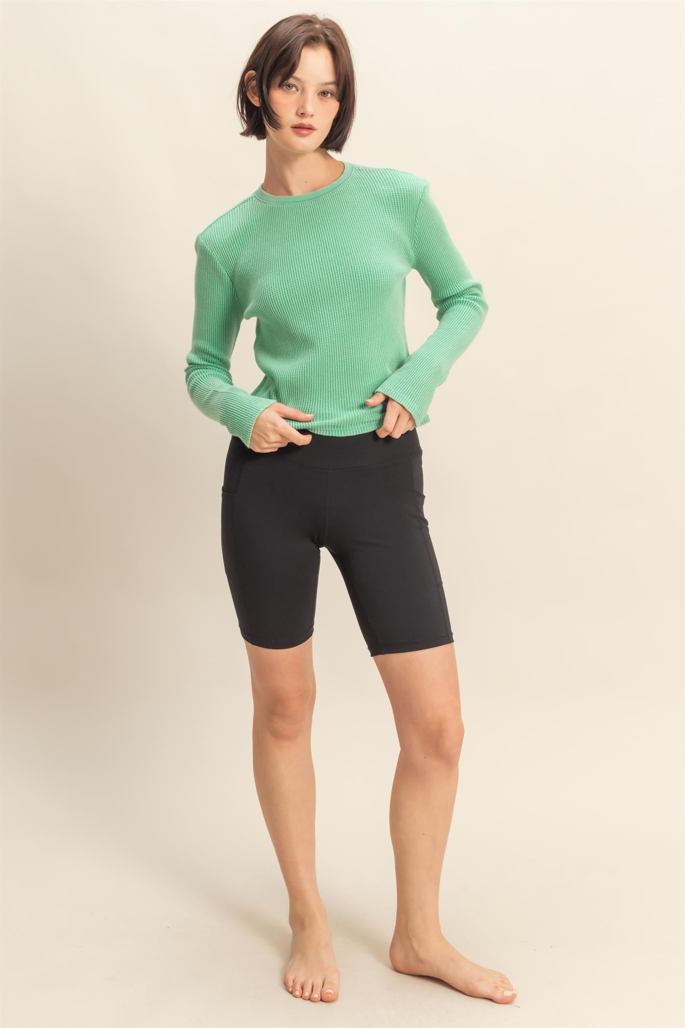 Mineral Wash Waffle Knit Top