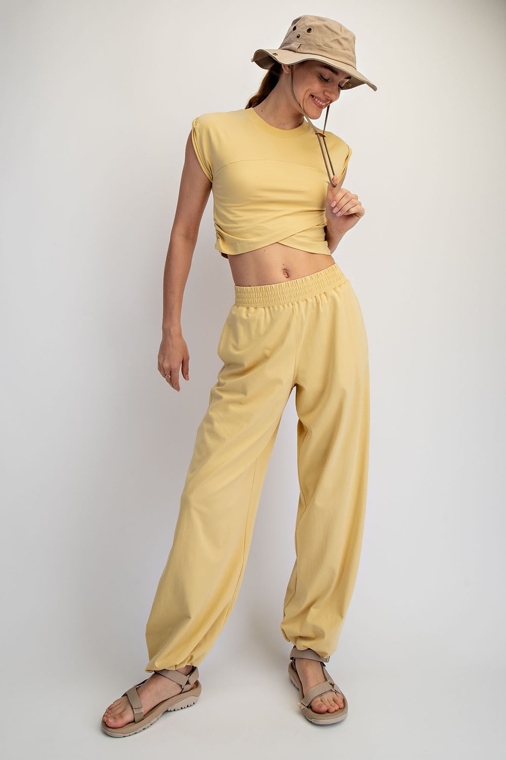 Crossover Cropped Tee Jogger Set (FP Dupe)