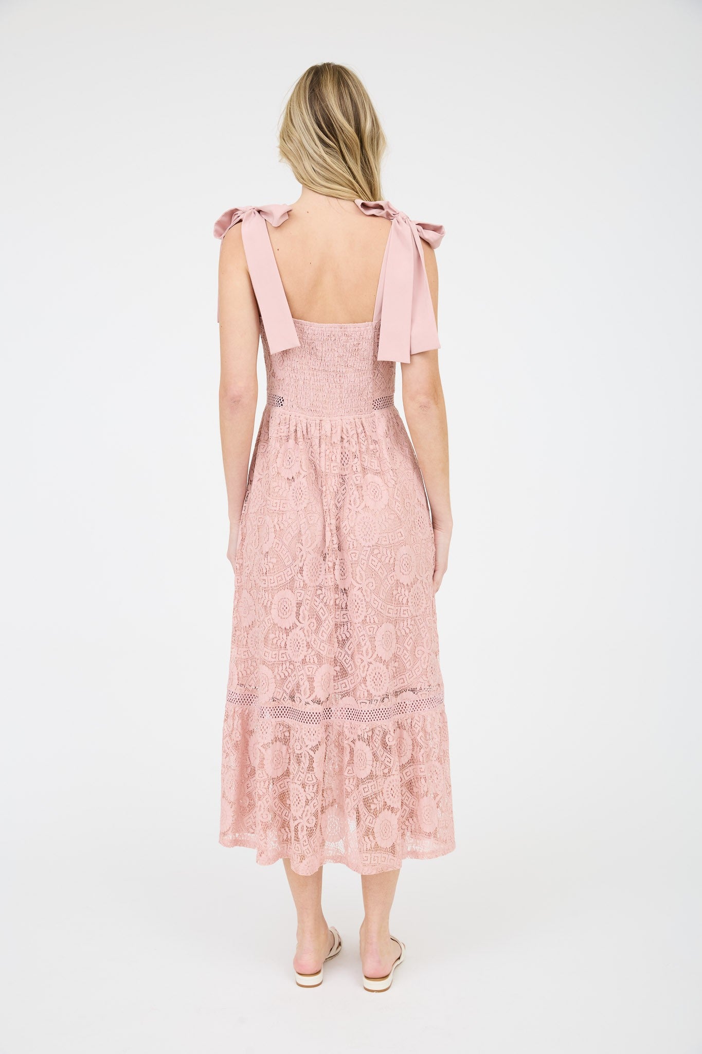 Elegant Power Lace Sleeveless Midi Dress