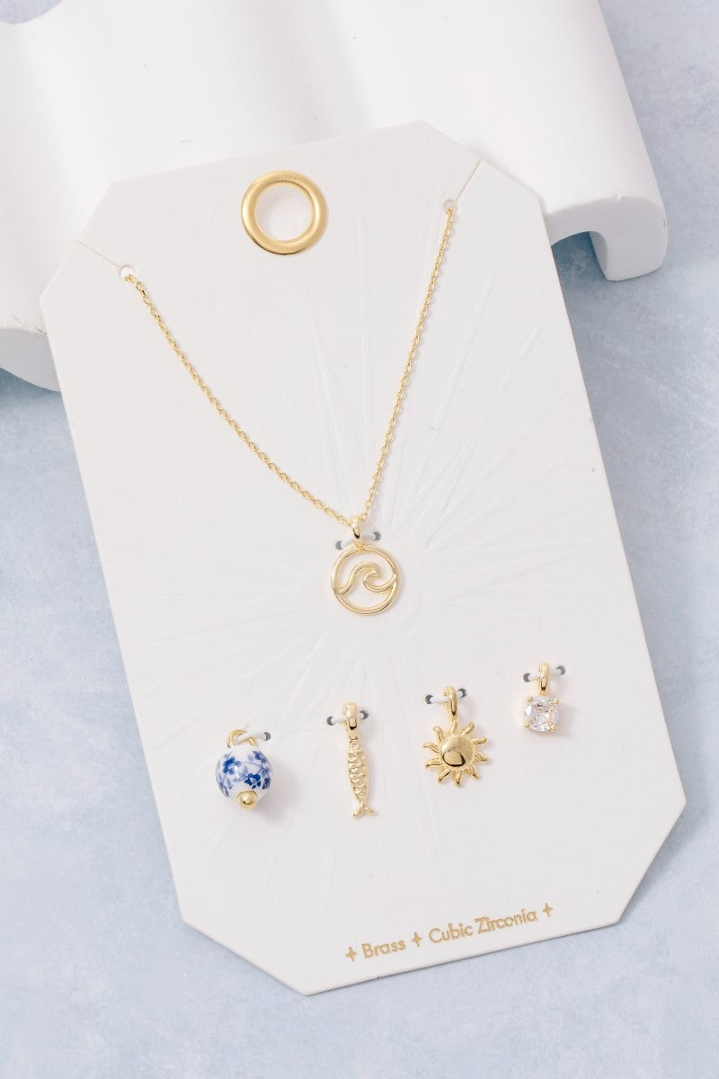 Wave Coin Swappable Pendant Necklace