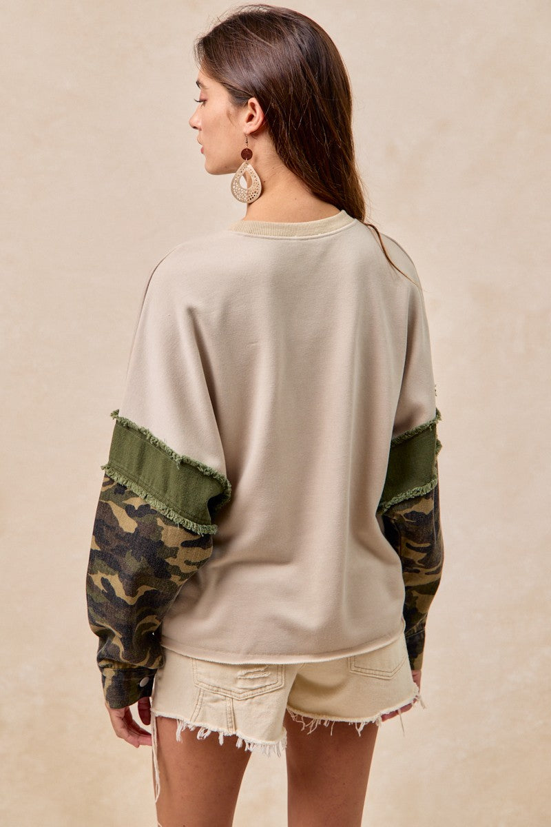Salute To Comfy French Terry Frayed Edge Top