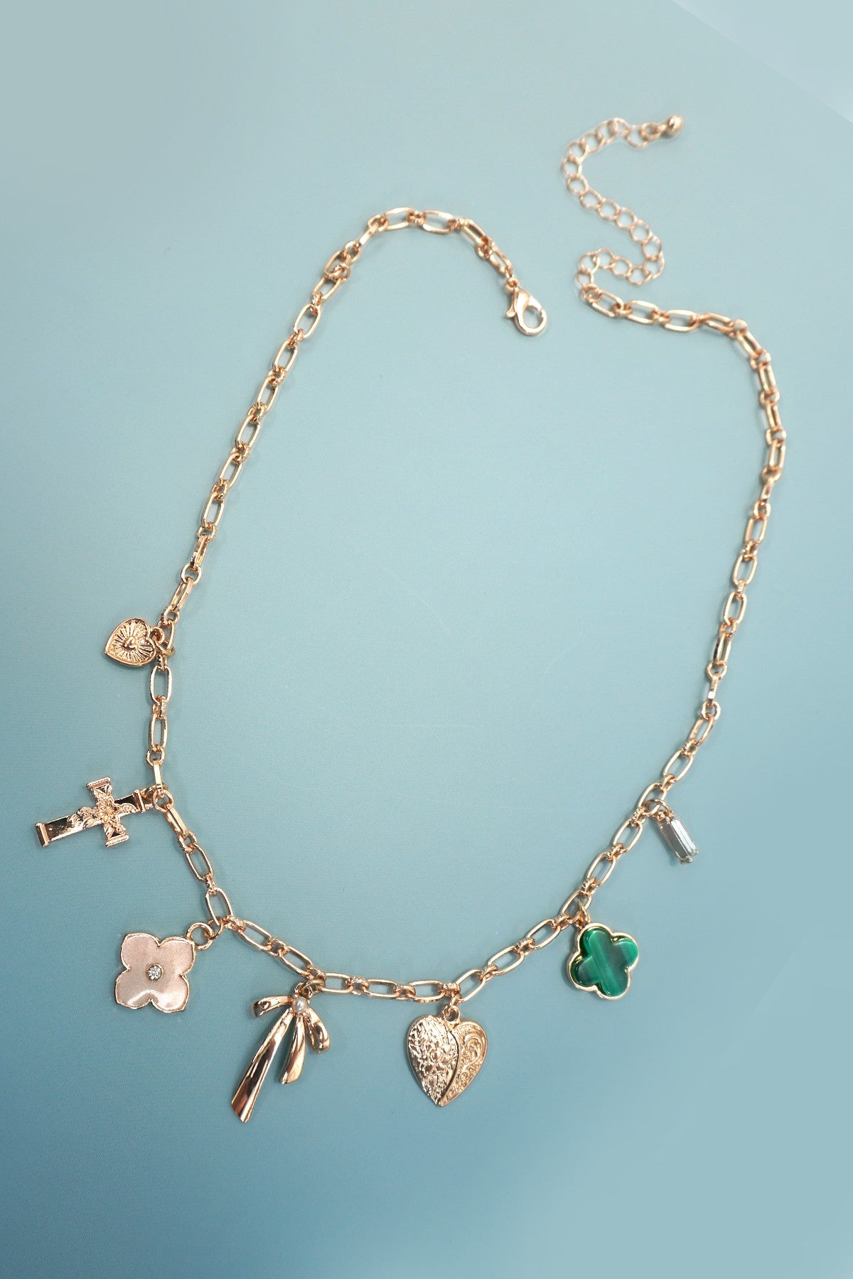 Clover Bow Charm Necklace