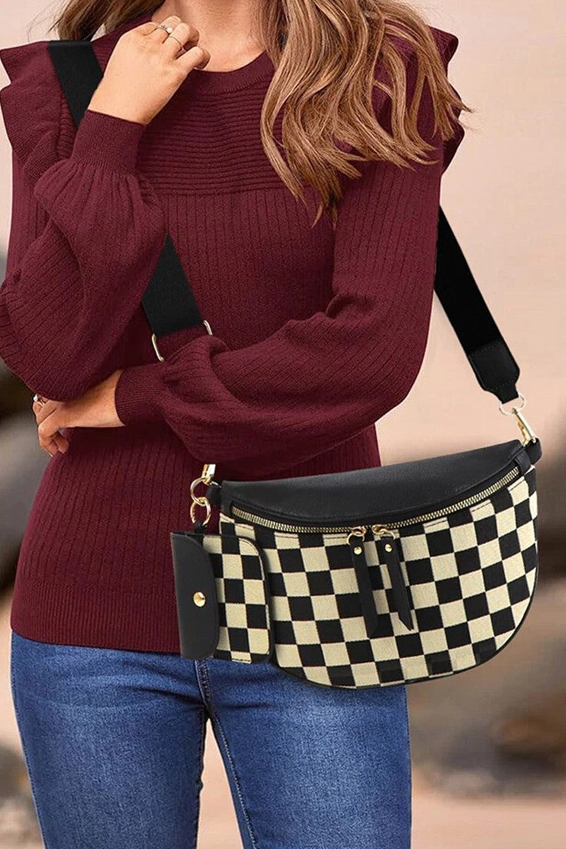 Duo Checkered Crossbody Sling Bag- 2 Colors!