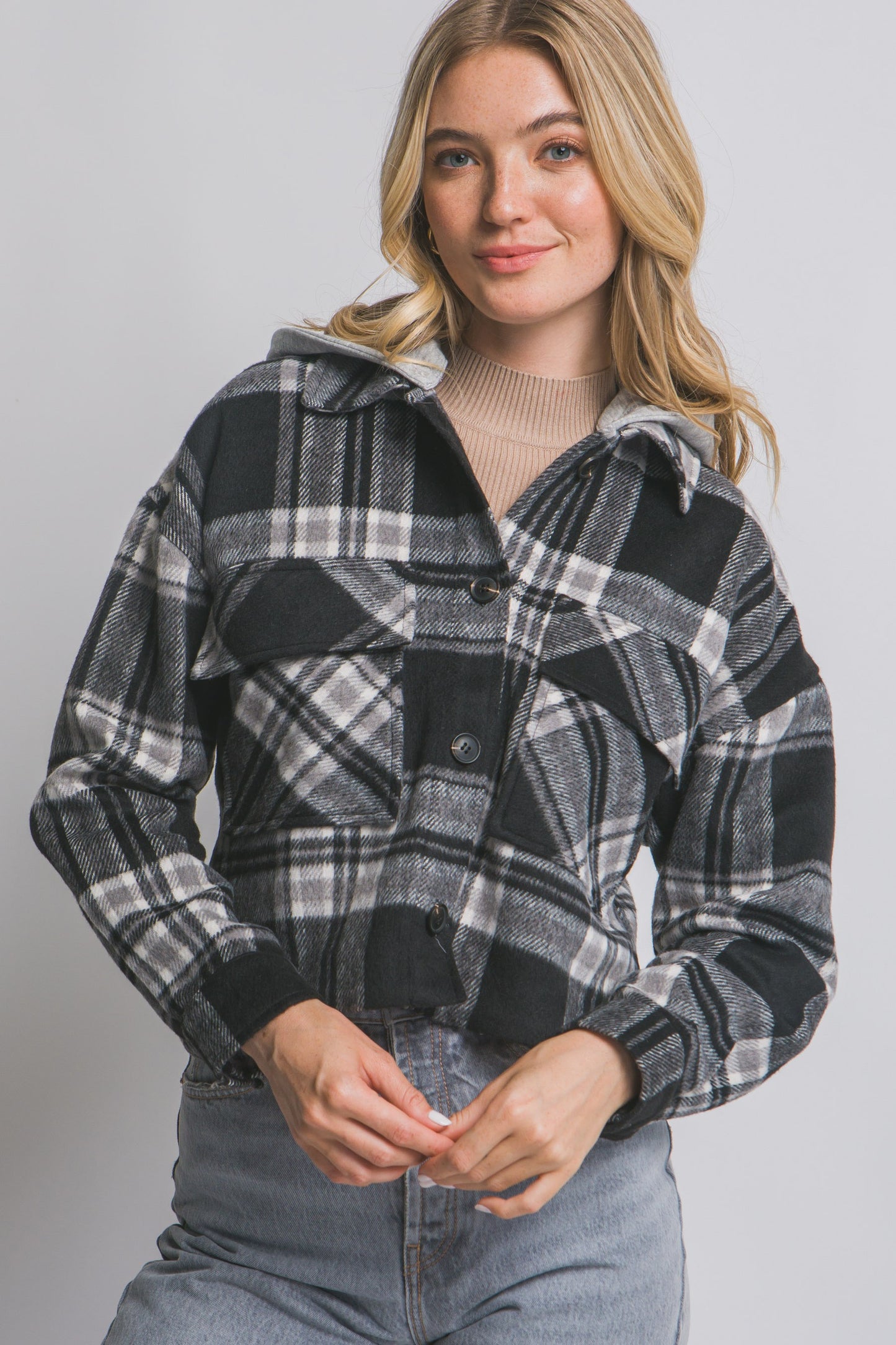 Autumn Detachable Hood Plaid Shacket- 4 Colors!