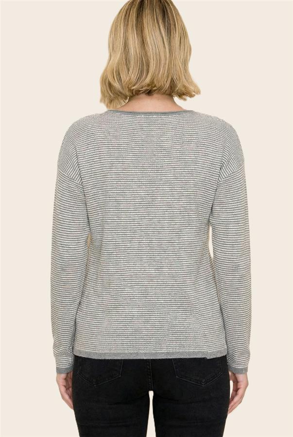 Waffle Pinstripe Pullover Sweater