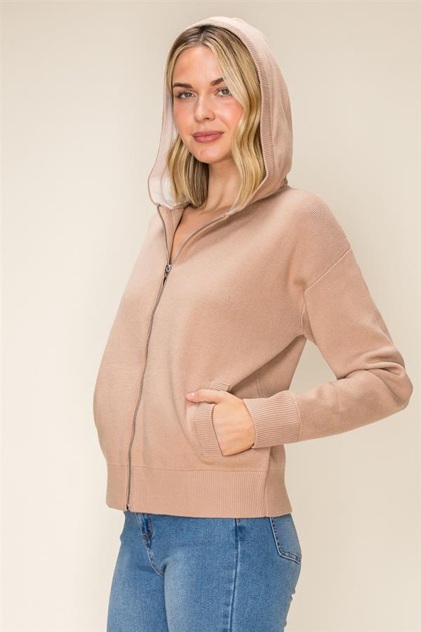 Thick Knit Hooded Sweater Jacket