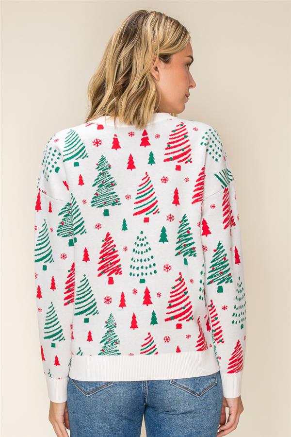 Christmas Tree Jacquard Knit Sweater