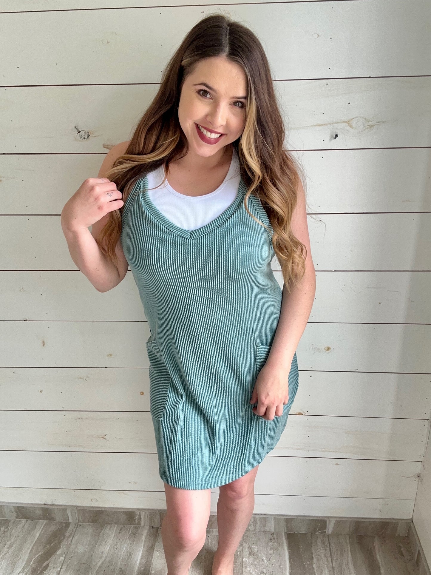 Shoreline Stride Ribbed Romper Dress- 2 Colors!