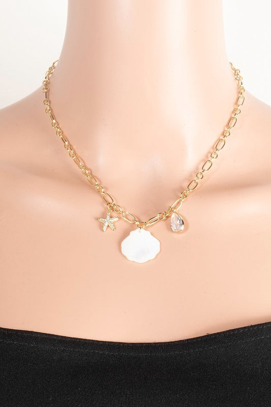 Starfish Clam Charm Chain Necklace