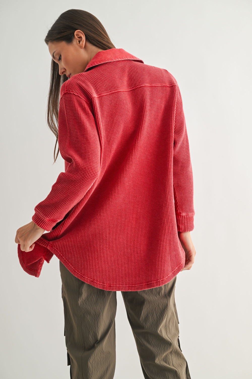 Waffle Knit Button Down Shacket- 4 Colors!