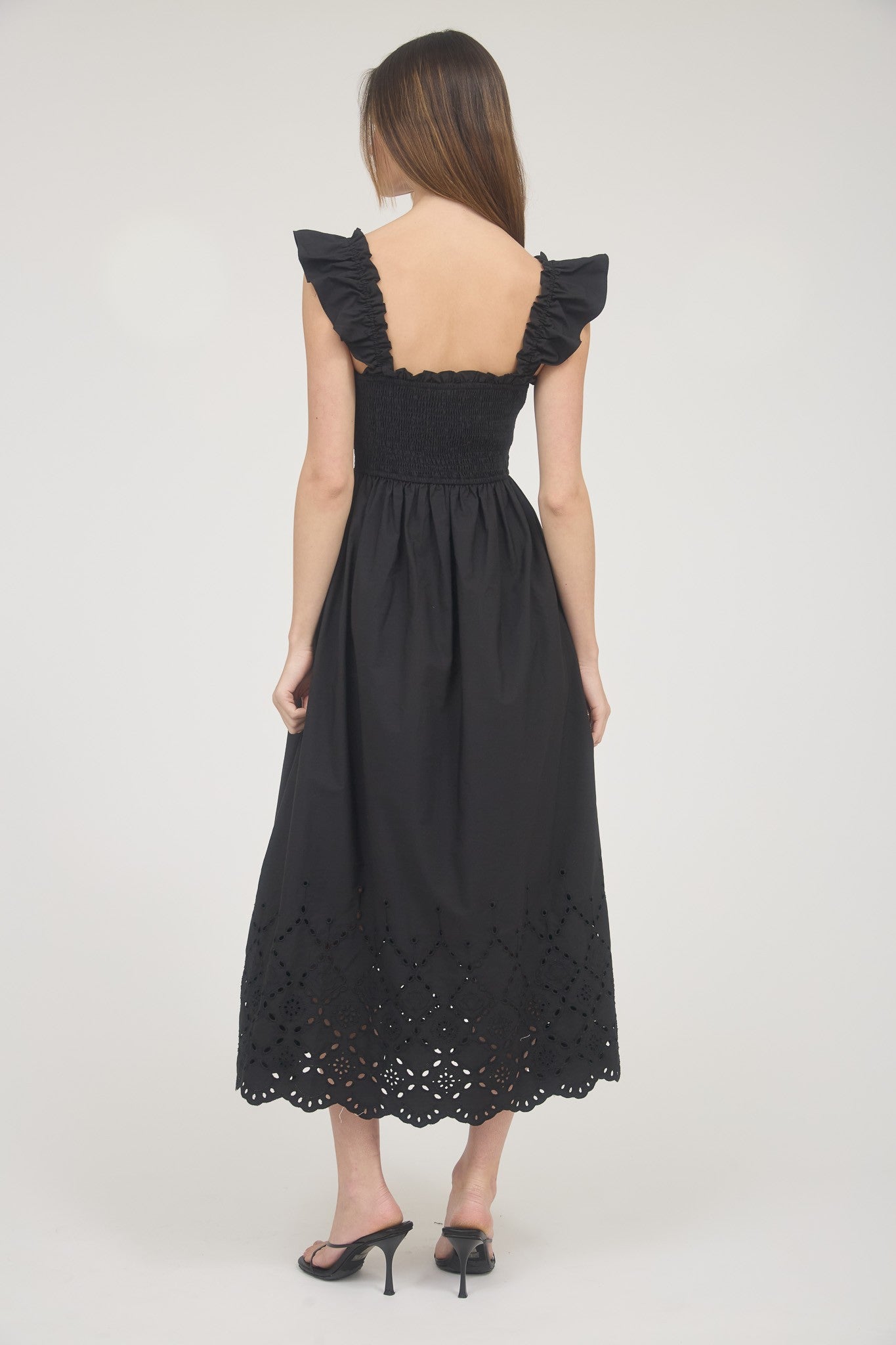 Pretty Companion Smock Eyelet Midi Dress