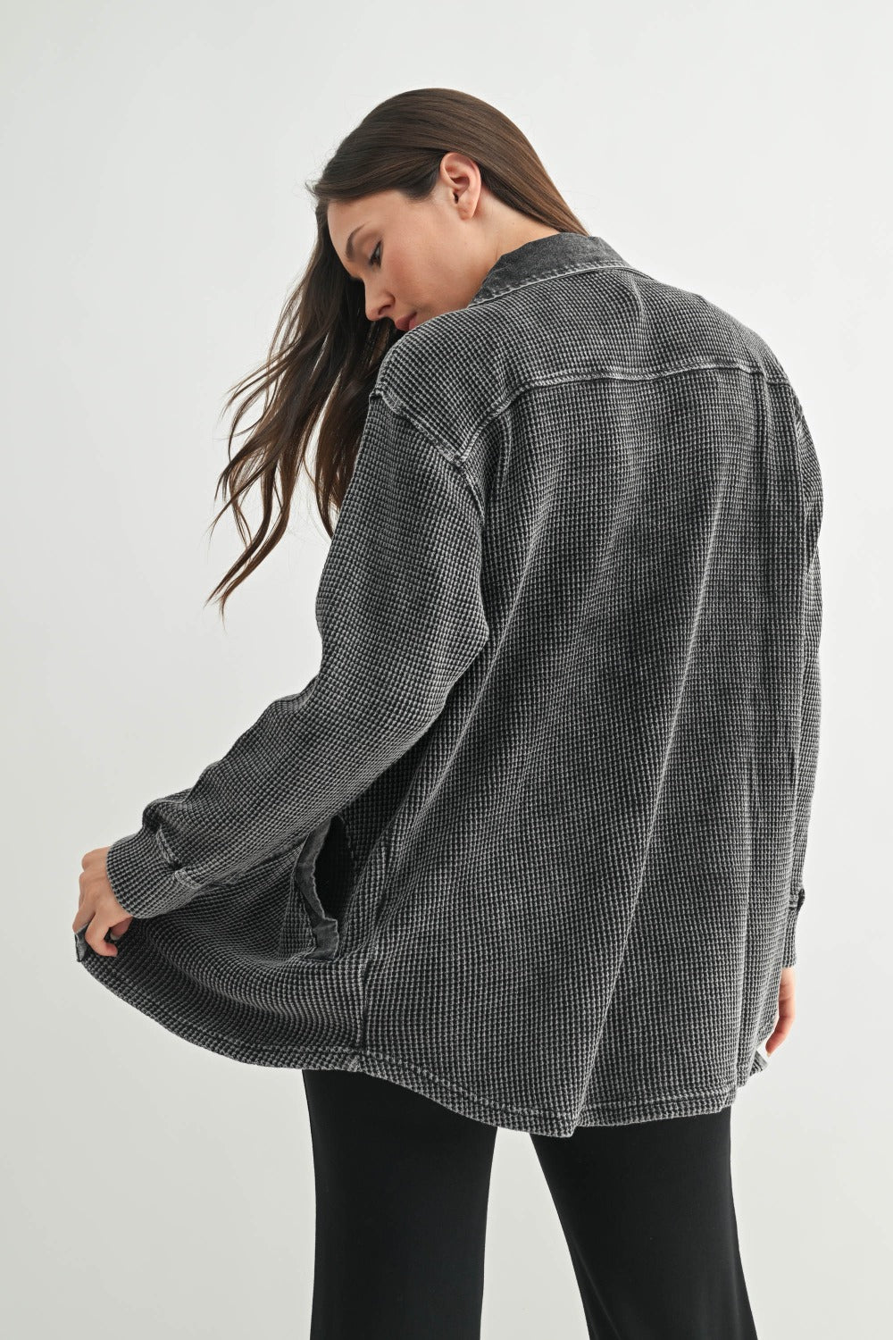 Waffle Knit Button Down Shacket- 4 Colors!