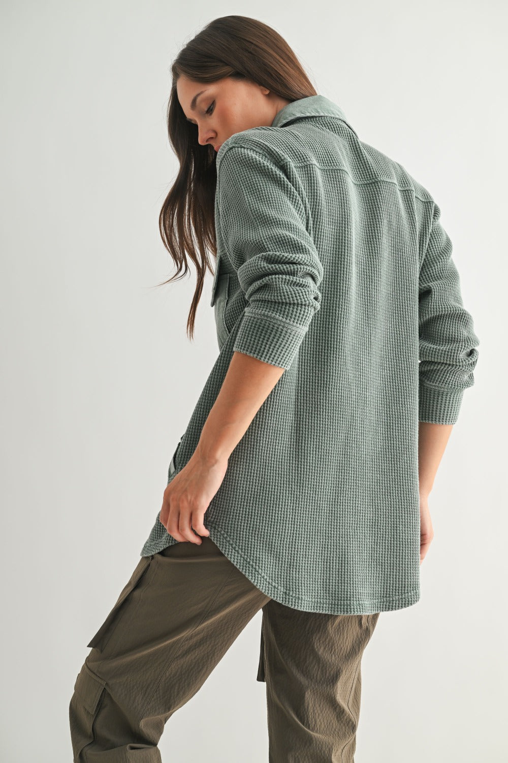 Waffle Knit Button Down Shacket- 4 Colors!