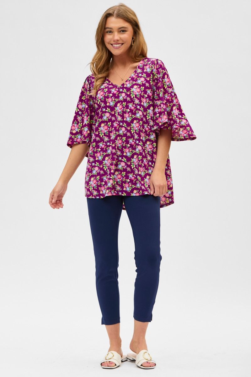 Dear Scarlett:Cali Printed V-Neck Blouse