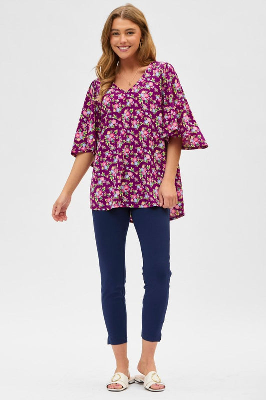 Dear Scarlett:Cali Printed V-Neck Blouse
