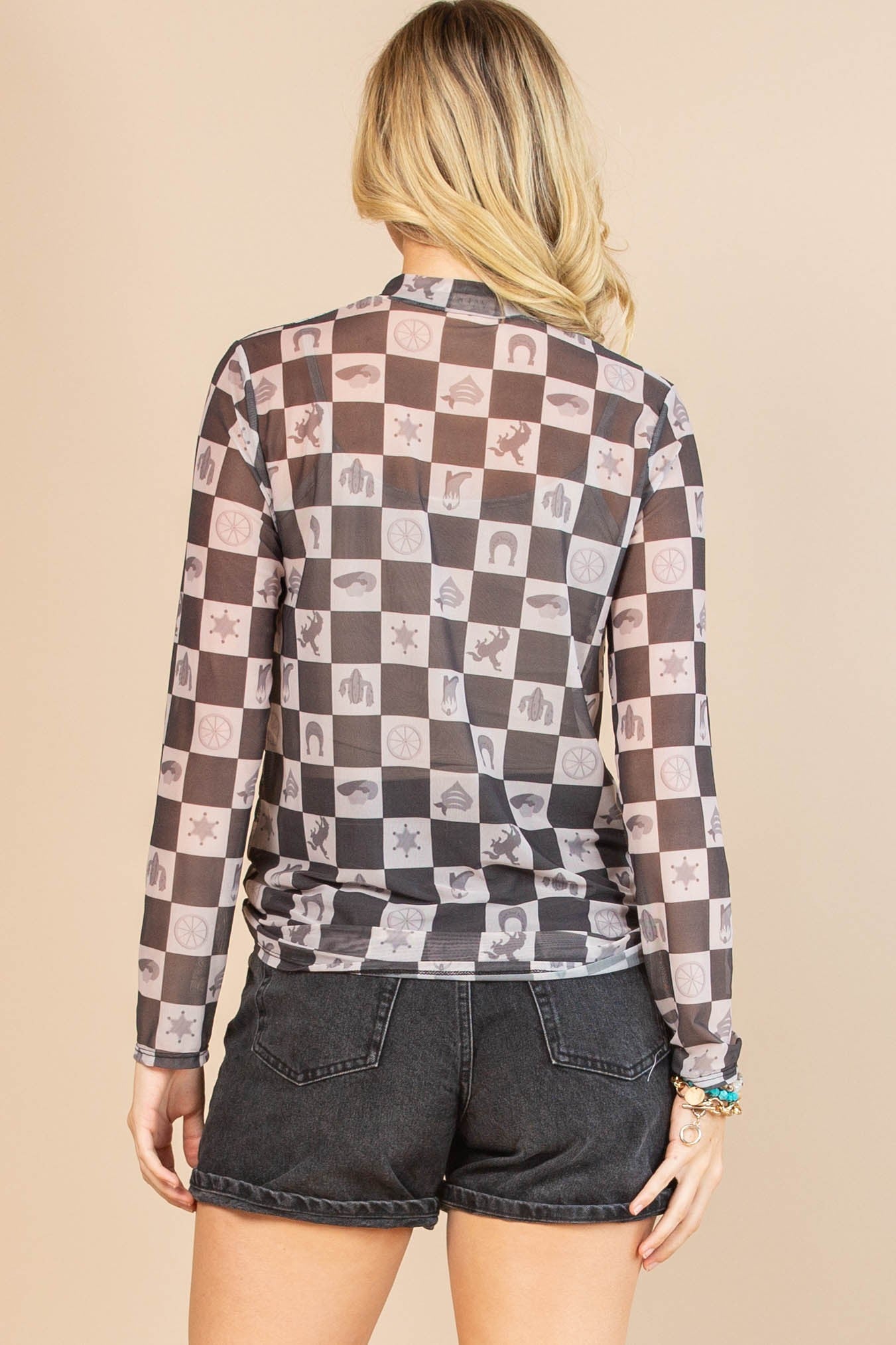 Gabby Western Sheer Mesh Top