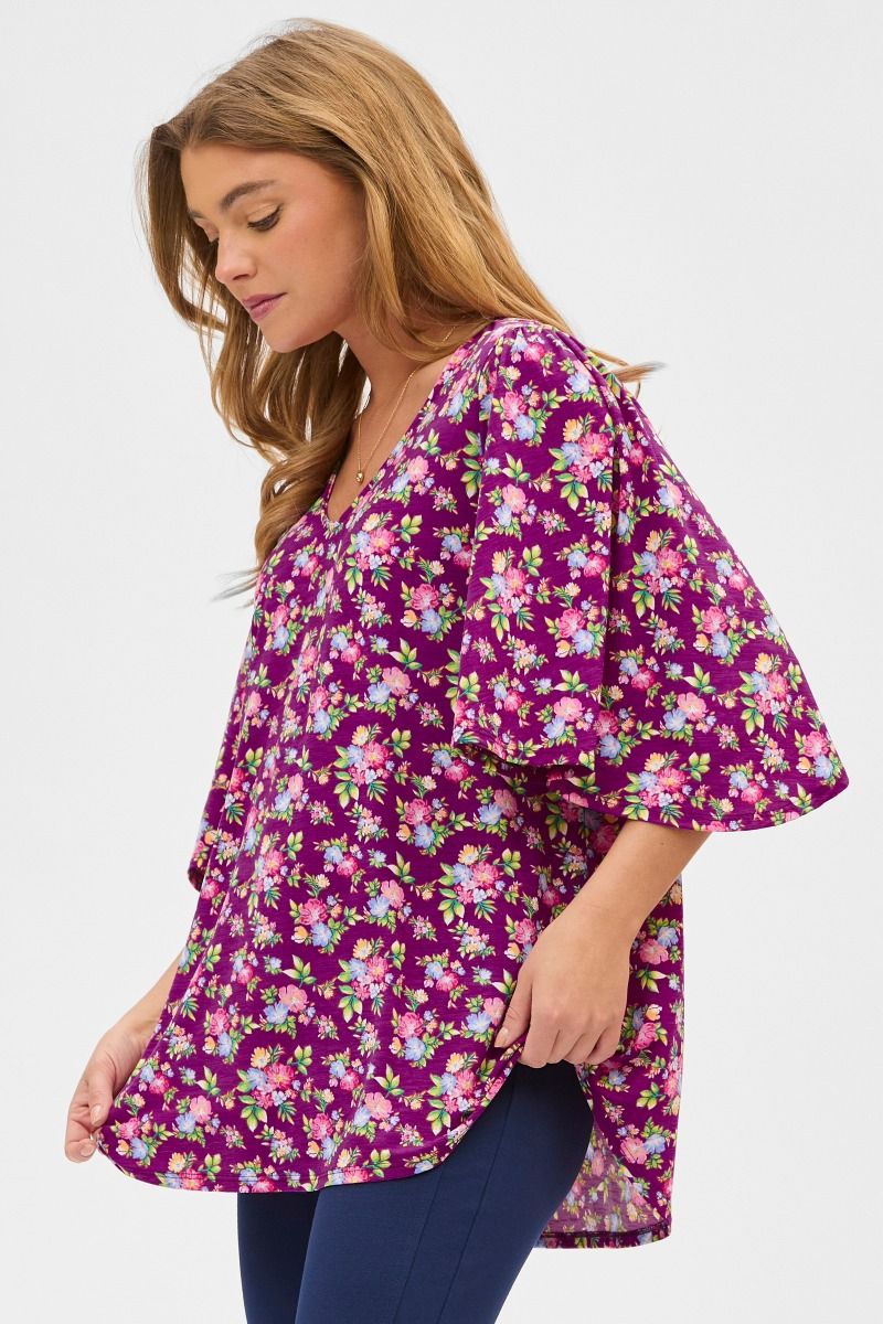 Dear Scarlett:Cali Printed V-Neck Blouse