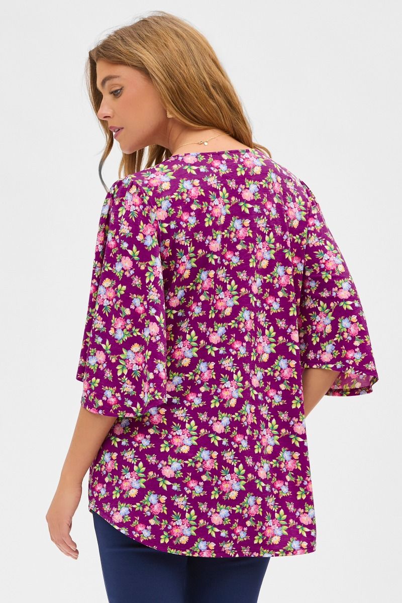 Dear Scarlett:Cali Printed V-Neck Blouse