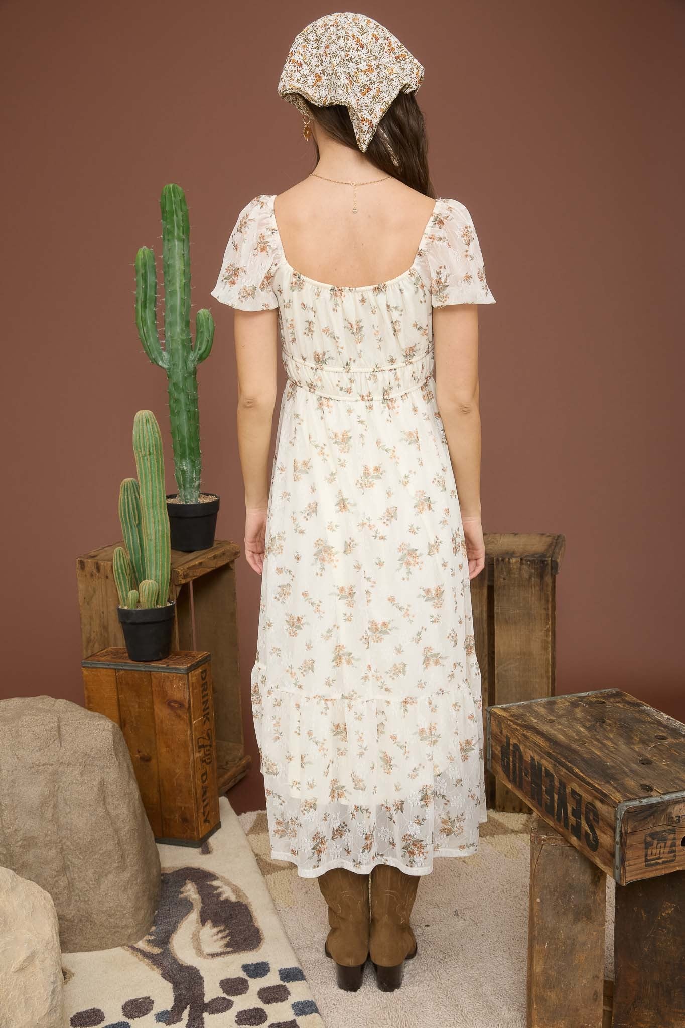 Jolene Sheer Floral Midi Dress- 2 Colors!