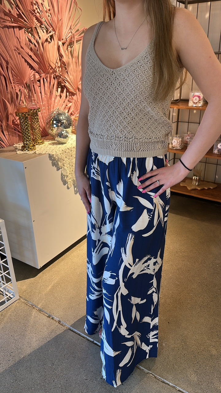 Tropical Type Wide Leg Floral Pants